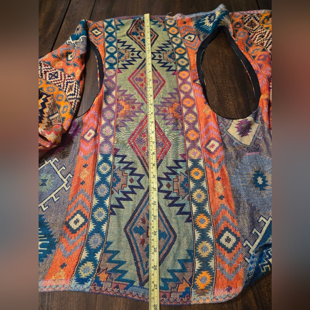 Hoho / Aztec Patterned Shawl Multicolor Mede In M… - image 16